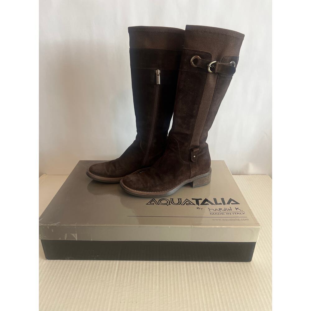 Aquatalia by Marvin K brown suede tall riding boots Size 7 1/2 Made in Italy